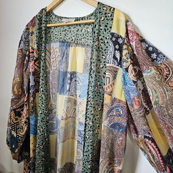 EUC LIKE NEW UMGEE + BOHO PATCH LIKE PRINT LONG/DUSTER KIMONO TOP SIZE 1XL - Picture 6 of 16